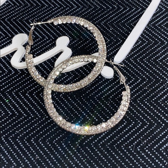 Jewelry - Hoop earrings with crystals NWT